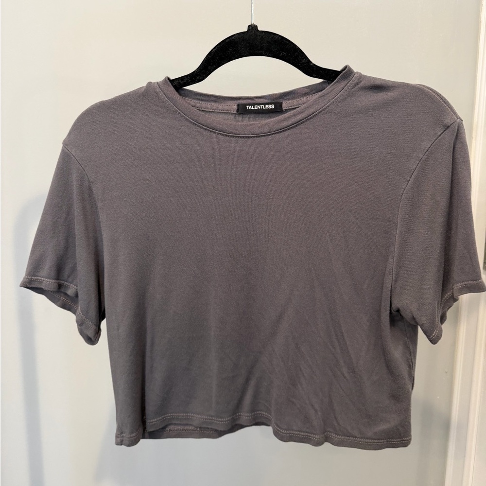 TALENTLESS Charcoal Crop Top
